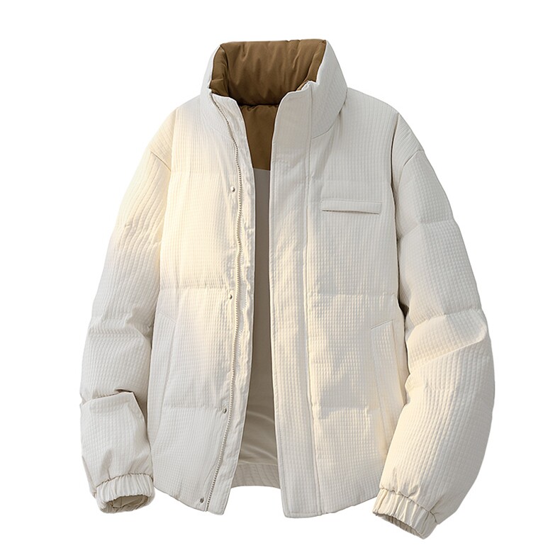 高街肌理感立领羽绒服情侣新玉米格冬90白鸭绒2025SYR2601-P240，男装羽绒服，星座610B-1