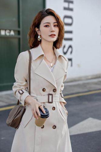 现货春装新款风衣外套韩版连衣裙韩版西装外套，女装风衣，友一有二