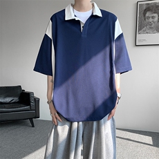 8XL-M拼接撞色短袖t恤男款夏季新款半袖POLO衫加肥加大码DT004P38，男装T恤，电商B312