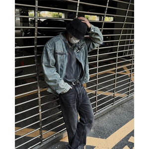 自家图，博主风cleanfit牛仔外套男美式复古垫肩夹克JK2409-P95图片