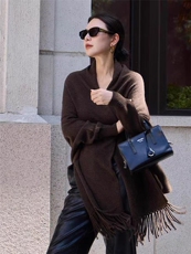 2025年秋季时尚百搭通勤简约休闲流苏开衫，女装羊毛衫，聚奥羊绒