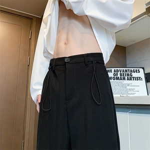 K8018/P50新款秋装港风抽绳束脚西裤男垂感休闲裤宽松大码裤子图片