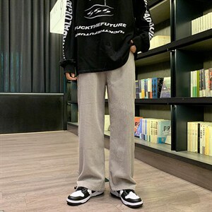 秋季百搭ins灯芯绒裤子男港风宽松抽绳束脚休闲裤卫裤 K4011-P29图片