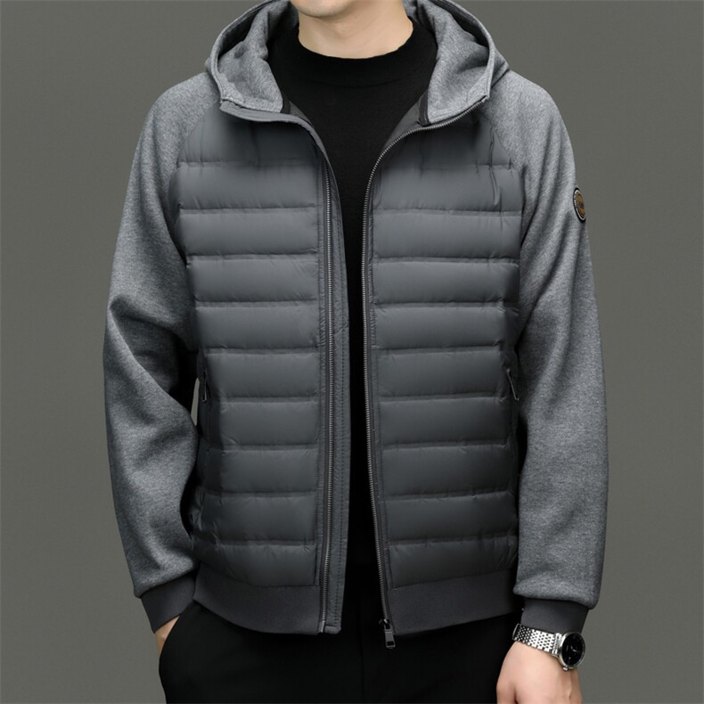 XL-R2323新款冬季男士鹅绒羽绒服连帽保暖外套修身风衣大衣，男装风衣，电商B360
