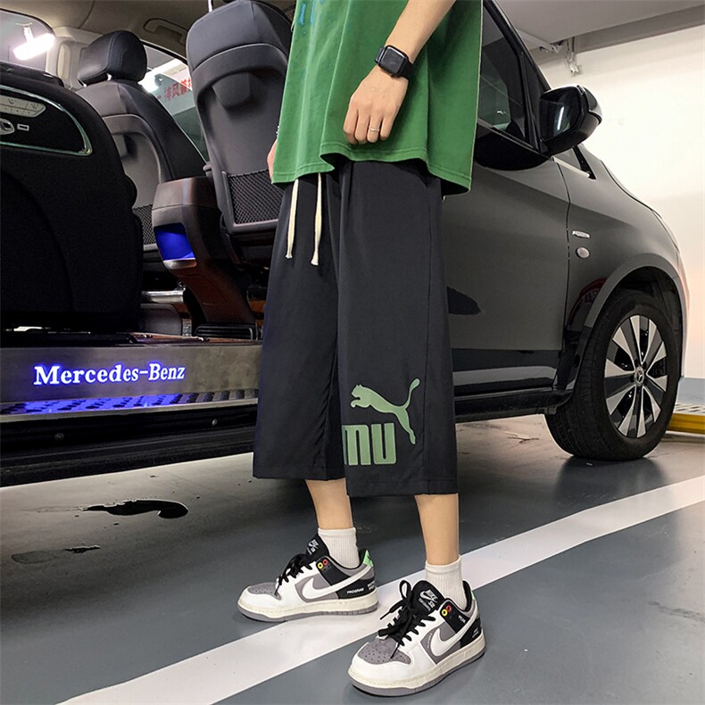 QK72227-P25冰丝七分裤男大码速干短裤男五分裤港风,男装休闲裤,电商A040