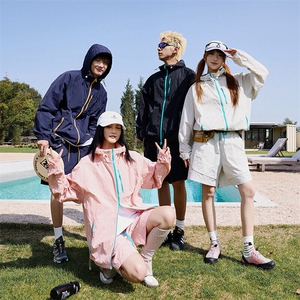 新款休闲男女防晒服上衣外套,黑色小波点长裙搭配什么上衣图片