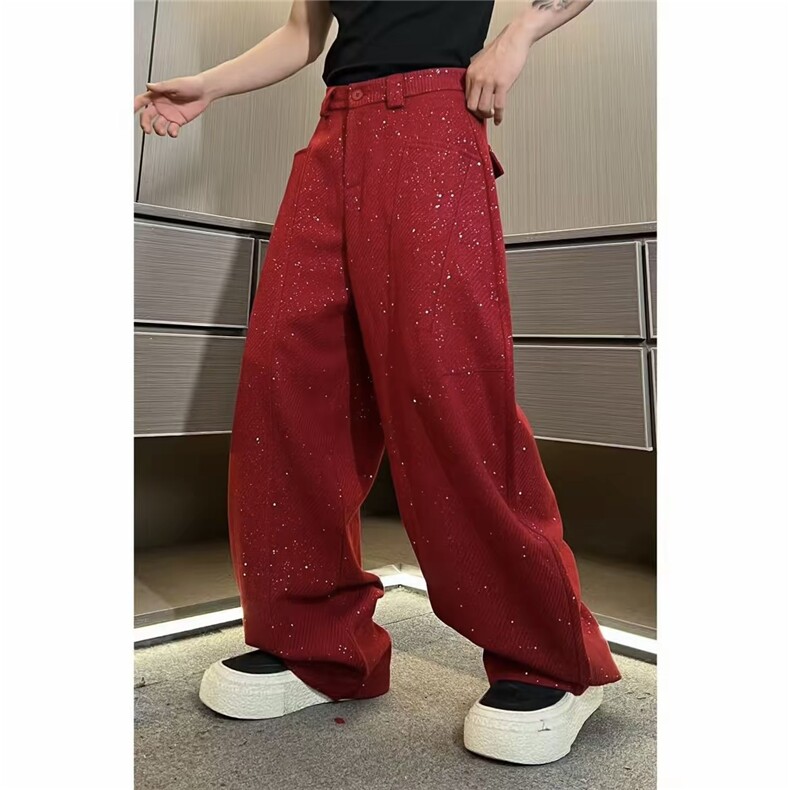 网图冬季高品质加厚毛呢裤男女春节日氛围感立体剪裁弯刀裤MN85,男装休闲裤,星座512-1（原513-3）