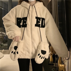 送手套高级感加绒加厚羊羔毛棉服女潮冬季新款棉衣棉袄C496-P130图片