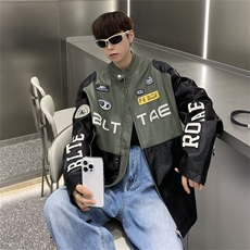 美式刺绣机车PU皮衣外套男女新款复古设计感小众JK43-P83，男装皮衣，星座1109-3