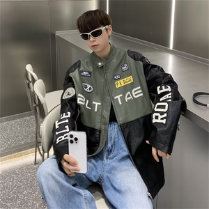 美式刺绣机车PU皮衣外套男女新款复古设计感小众JK43-P83图片