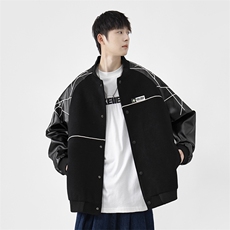 精品秋冬装飞行棒球服男女夹克毛呢拼皮刺绣轻熟JK1701-P115港风B，男装夹克，星座401