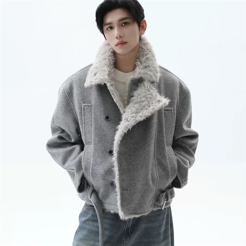 毛领棉服宽松潮牌高街加绒情侣外套网B142-P130，男装棉衣，星座910-1