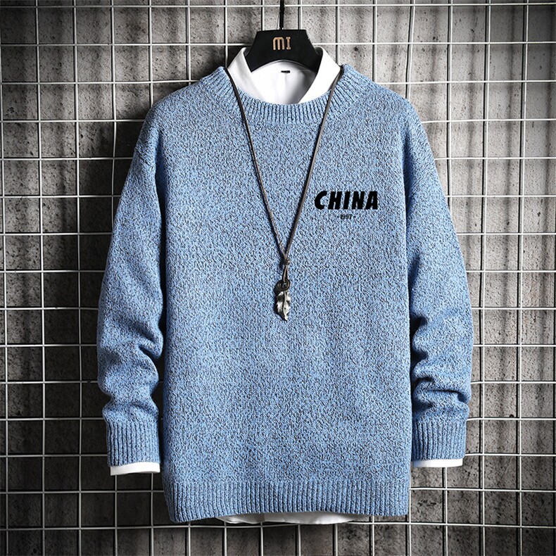 加厚加绒毛衣男大码毛线衣男针织衫M19248-P45加绒款-P65网格,男装针织衫/毛衣,电商A040A