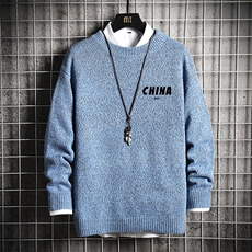 加厚加绒毛衣男大码毛线衣男针织衫M19248-P45加绒款-P65网格，男装针织衫/毛衣，电商A040A