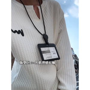 XZ809A/VVV12/P35/控48美式V领肌理感硅胶印花百搭长T恤卫衣