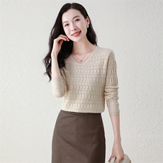 100%纯山羊绒秋冬新款气质v领羊绒衫百搭显瘦内搭通勤休闲上衣女，女装羊绒衫，阿舍尔精品