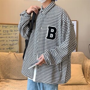 千鸟格夹克男秋季新款潮牌ins高级感小众外套上衣 W3594-P45图片