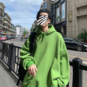 WY2098-P40 纯棉连帽卫衣男大码运动帽衫宽松薄外套男图片