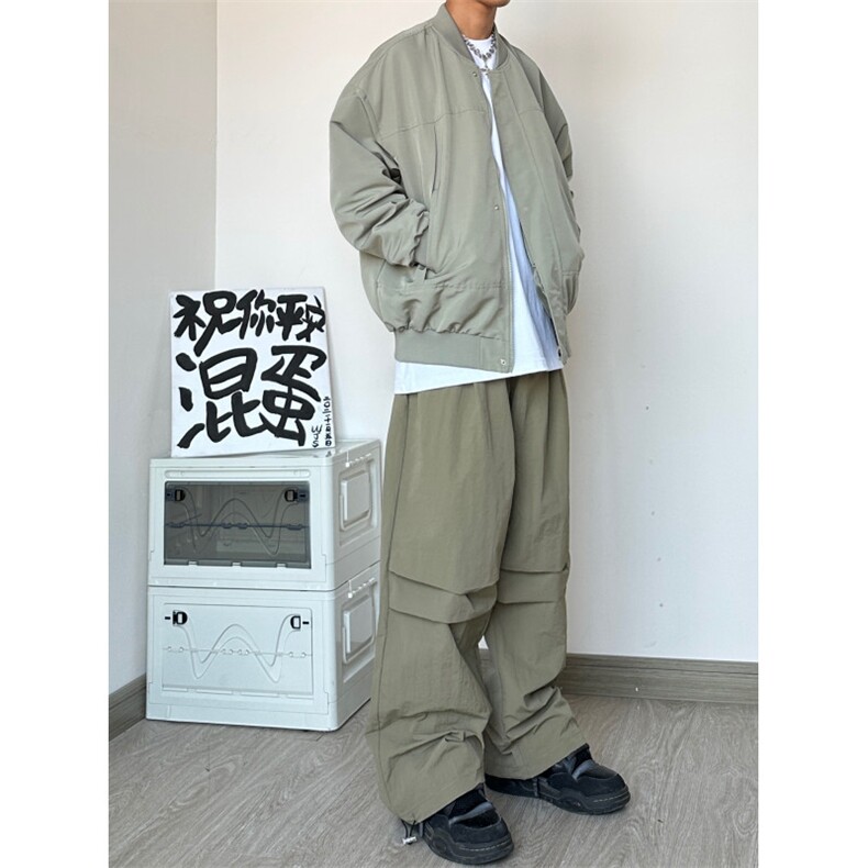 2023复古高街春秋轻薄防水冲锋裤男女抽绳直筒宽松KS61-P60,男装休闲裤,电商A021