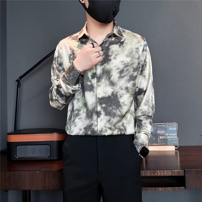 高级感印花衬衫男痞帅潮流百搭社会小伙衬衣301C-CS05-P58控78,男装衬衫,星座301C（原B323）
