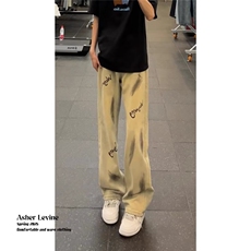 1506-1/KY7671/P46欧美炸街裤子小众设计感扎染喷墨牛仔裤男女，男装牛仔裤，星座1506-1
