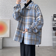 JK8881-P70控108专业得物二开秋季磨毛格子呢料夹克外套，男装夹克，电商A058-1（原电商C417）