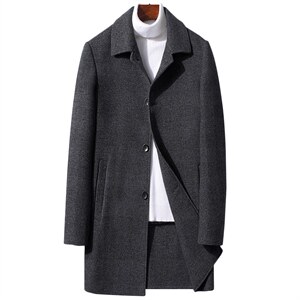 S3816冬季双面呢落肩袖中长款羽绒可脱卸款韩版毛呢外套P420，男装毛呢大衣，电商B360