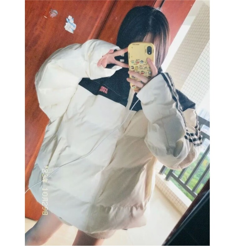 美式复古拼接条纹棉服棉衣女冬季外套小众街头学生加厚保暖面包服,男装棉衣,星座506A
