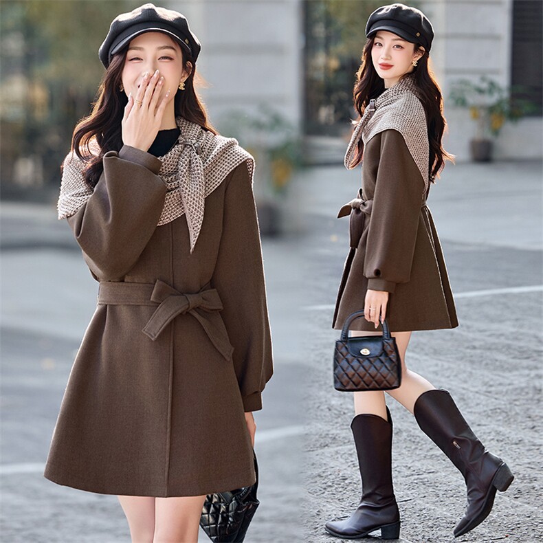 （现货）欣贝拉2025年冬季休闲淑女气质风格毛呢大衣夹棉加厚款,女装毛呢外套,欣贝拉