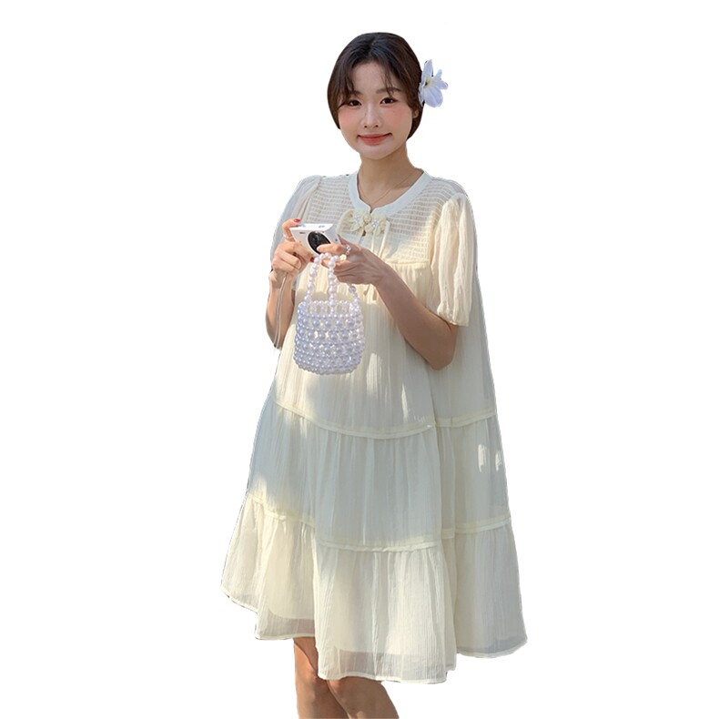 法式新中式国风连衣裙女2024夏季新款小个子宽松显瘦复古气质裙子,女装连衣裙,2C317A