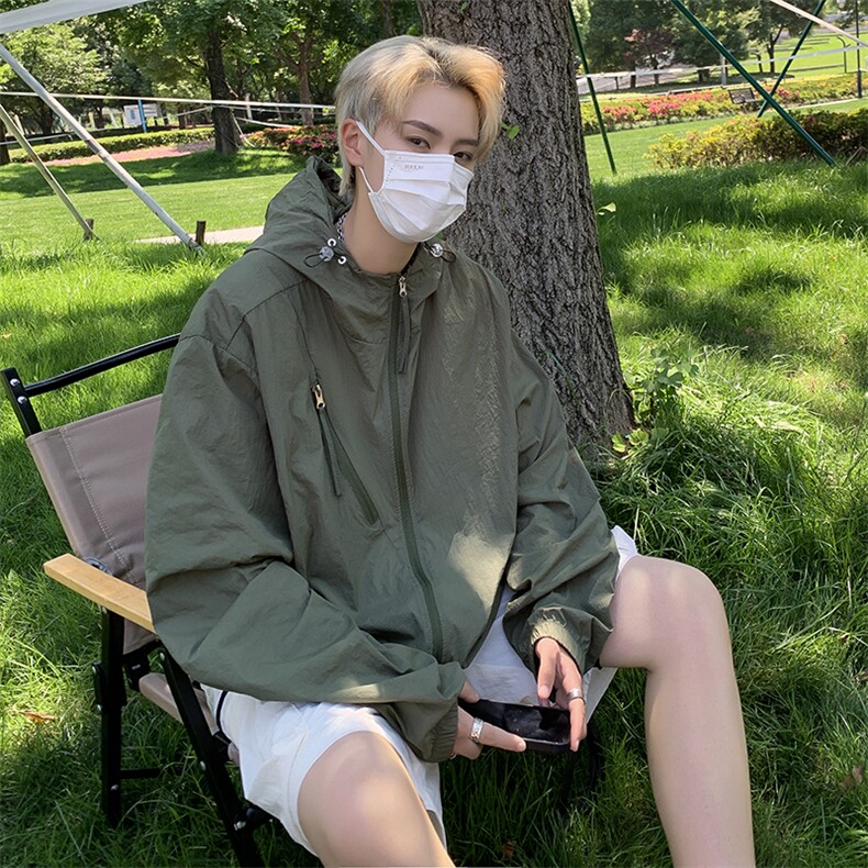 防晒衣男韩版潮流连帽拉链口袋个性2026夏季新款ins外套W4882-P39，男装防晒衣，星座412