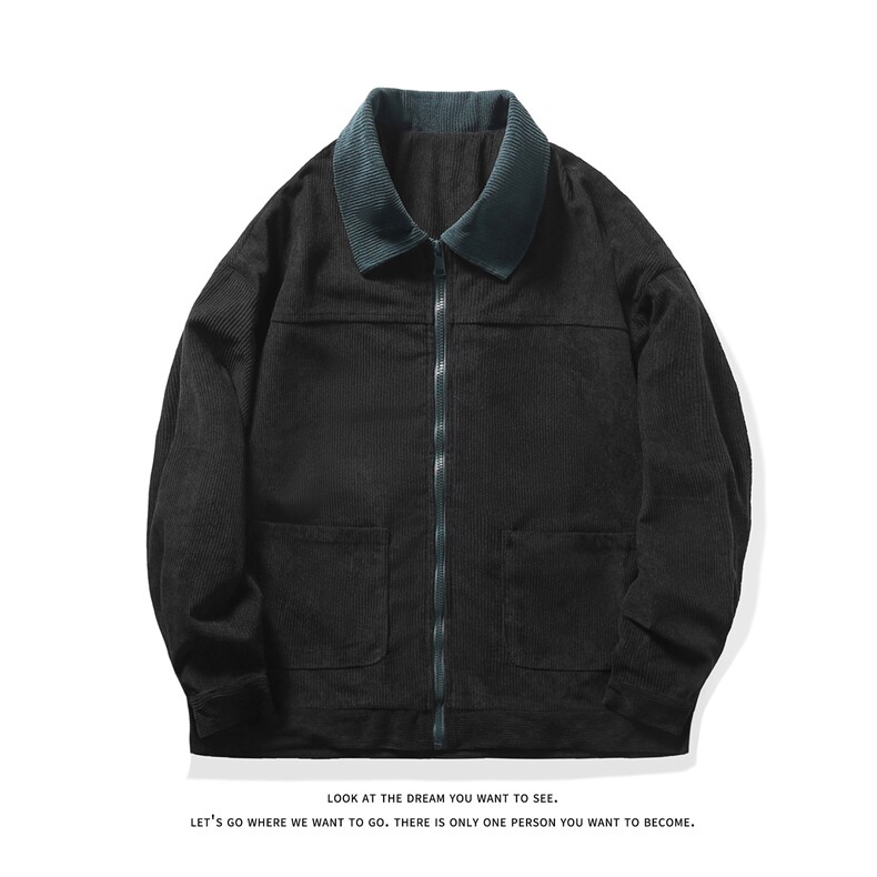 潮流休闲大码宽松情侣灯芯绒平绒拼色夹克J7198-P47【特价】,男装夹克,电商A007