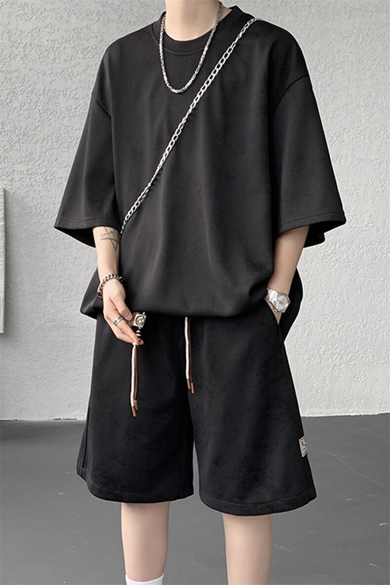 8XL-M青少年扎染短袖t恤休闲运动套装男生夏季宽松大码TZ38002P55,男装T恤,电商B312