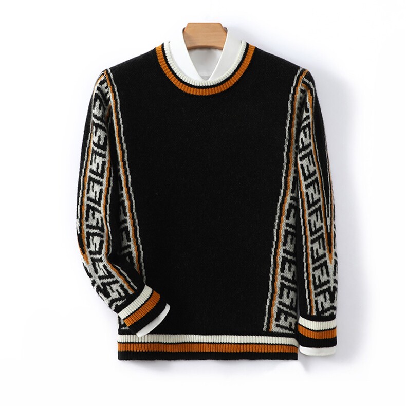 秋冬季男士毛衫圆领毛衣时尚保暖宽松长袖打底衫针织衫休闲毛衣，男装羊毛衫，德晨羊绒