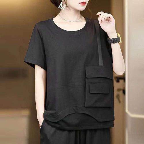 针织口袋织带小衫上衣，女装，欧奢曼ST