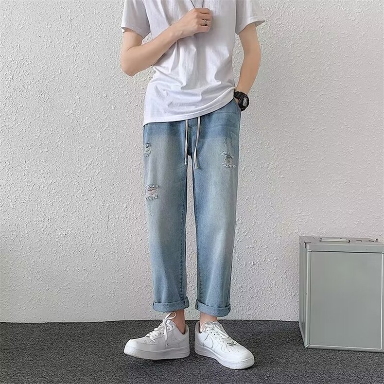 牛仔裤男夏季潮大码休闲裤子NY021P32,男装牛仔裤,星座1116-2