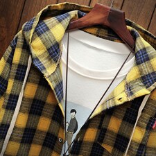 夏季新款潮流ins连帽宽松帅气街头潮男宽松男士休闲衬衫CS527-P45，男装衬衫，电商A128