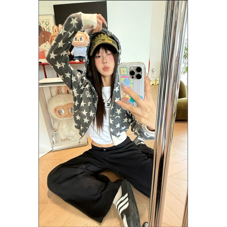 春秋新款宽松弯刀裤女高腰显瘦刺绣直筒休闲牛仔裤阔腿裤,男装牛仔裤,四季星座505