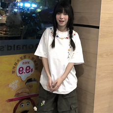 万针全刺绣工艺抖音得物高品质260克重磅纯棉双纱美式高街短袖T恤，男装T恤，电商A486-1