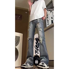 美式高街ins小众破洞牛仔裤货号K755P6578，男装牛仔裤，电商A063