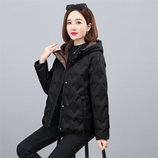 2023年冬季气质撞色时尚休闲连帽羽绒服，女装羽绒服，依恋蒂丝