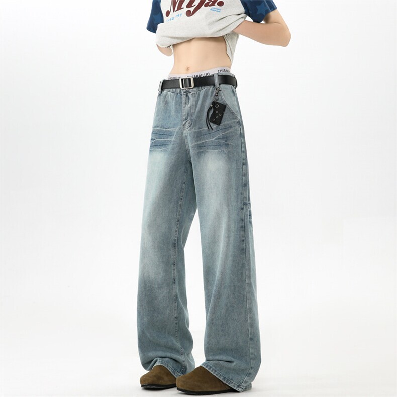 现货高品质美式闪电纹水洗宽松微喇叭牛仔裤GK80-特P45-限价78，男装牛仔裤，星座310A-1