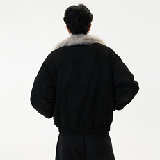 S886-P130美式复古毛领座山雕高级感加厚连帽棉服外套，男装棉衣，星座617A-2