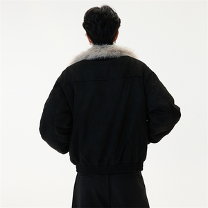 S886-P130美式复古毛领座山雕高级感加厚连帽棉服外套图片
