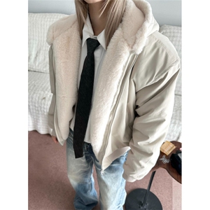 重磅仿兔毛连帽座山雕夹克棉服男冬季加绒棉衣外套 M5032图片