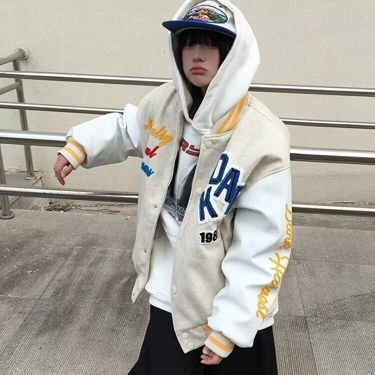 刺绣字母棒球服外套男女春秋款潮宽松设计感情侣夹克上衣JK8013,男装夹克,星座516A
