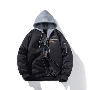 现货  三色带帽可拆卸秋冬飞行服棉服情侣装夹克图片