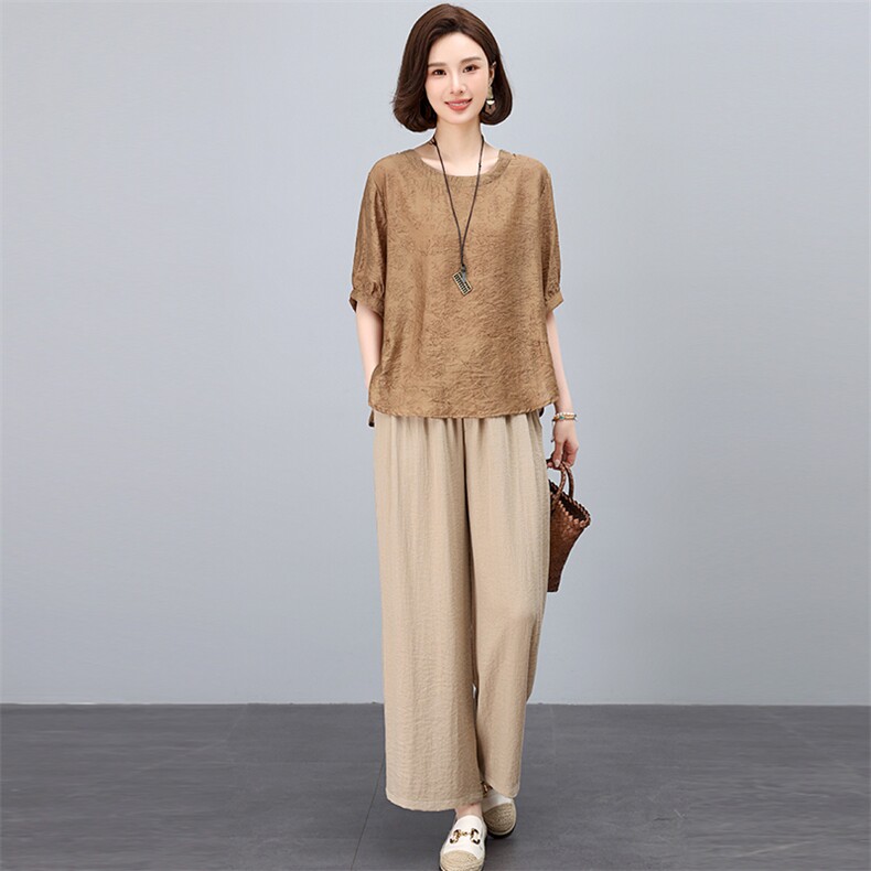 2025年夏季新款休闲宽松阔腿裤两件套，女装套装/套裙，悦见她