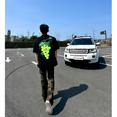 美式植绒葡萄短袖男款夏季高街痞帅cleanfit半袖宽松休闲T恤内搭，男装T恤，星座313A(原308A-2)