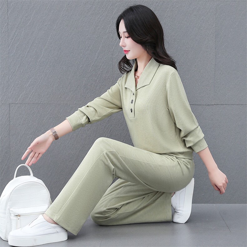 高品质休闲套装女2025春秋新款百搭时尚减龄妈妈卫衣两件套长袖,女装套装/套裙,燕颉服饰